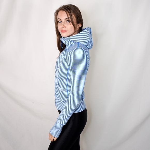 Lululemon Striped Scuba Hoodie Blue White 2 0273 - Picture 6 of 8